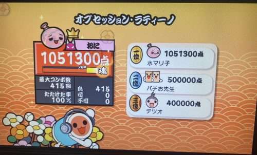 オブセッション・ラティーノのWii版全良リザルト