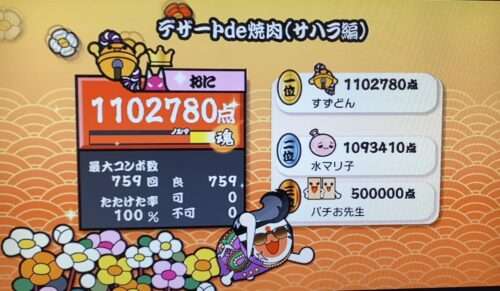デザートde焼肉(サハラ編)のWii1の初全良リザルト