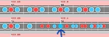 リンダは今日も絶好調の裏譜面のアレンジ入れた箇所(Wikiの譜面画像より)